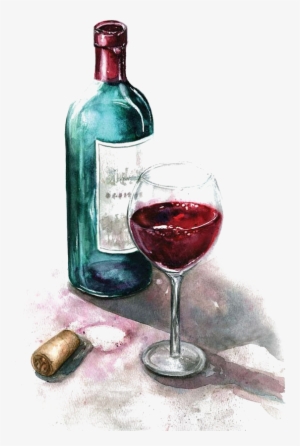 Png Library Red Painting Glass Of Transprent Png Free - Watercolor Paintings Of Wine Bottles #52124