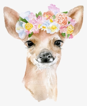 Watercolor Watercolour Animals Animal Flowercrown Flowe - Flower Crown Watercolor #52413