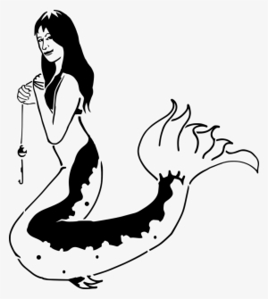 Mermaid Tail Clipart Public Domain - Blue Mermaid With Fishing Line Shower Curtain #52516