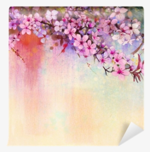 Watercolor Painting Cherry Blossoms - Designart 'watercolor Painting Cherry Blossoms' Painting #52835
