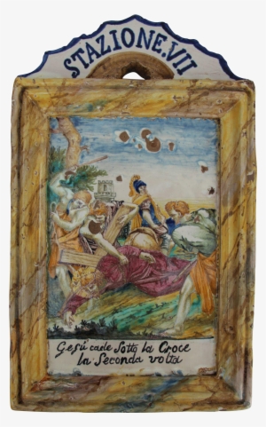 18th Century Italian 7th Station Of The Cross Polychrome - Duck #53114
