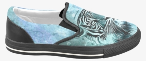 Watercolor Tiger Men's Unusual Slip-on Canvas Shoes - Shoe #53521