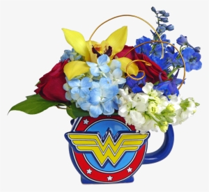 Lovely Wonder Woman Flower Mug Designed By Karin's - Wonder Woman Flower Bouquet #53675