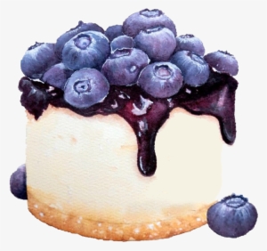Food Cake Berries Cheesecake Watercolors Watercolor - Blueberry Cake Clip Art #54805