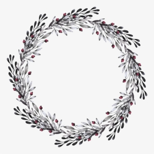 0℃素材32 - Black And White Garland Wreath #55588