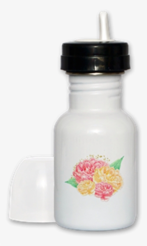 Watercolor Floral Peony Sippy Cup - Water Bottle #55739