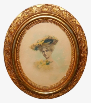 Watercolor Of Lady In Large Hat - Picture Frame #56298