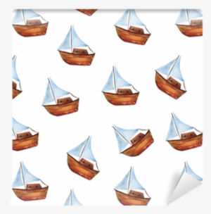 Seamless Pattern With Small Boat On White Background - Boat #56622