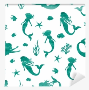 Seamless Watercolor Mermaid Pattern - Mermaid Pattern #56626