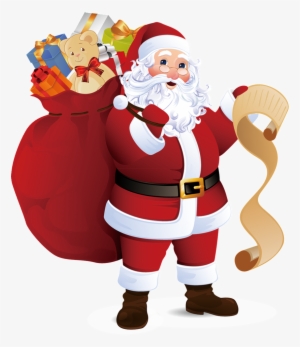 Santa Claus Transparent Decorative Carrying A Gift - Santa Claus With Presents #57196