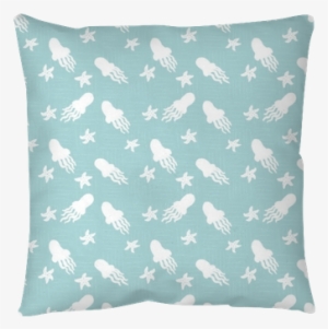 Sea Watercolor Seamless Pattern With White Jellyfishes - Cushion #57245