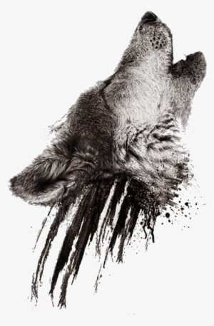 Realistic Howling Wolf Head On Black Smudges Tattoo - Wolf Head Tattoo #57405
