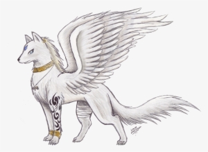 Drawn Wings Awesome - Wolf With Wings Drawing #57882