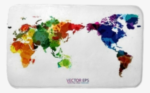 World Map Watercolor, Vector Illustration Bath Mat #58284 World Map Watercolor, Vector Illustration Bath Mat #58284