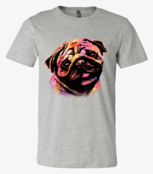 Men's Watercolor Pug T-shirt - Kanji T Shirt #59634