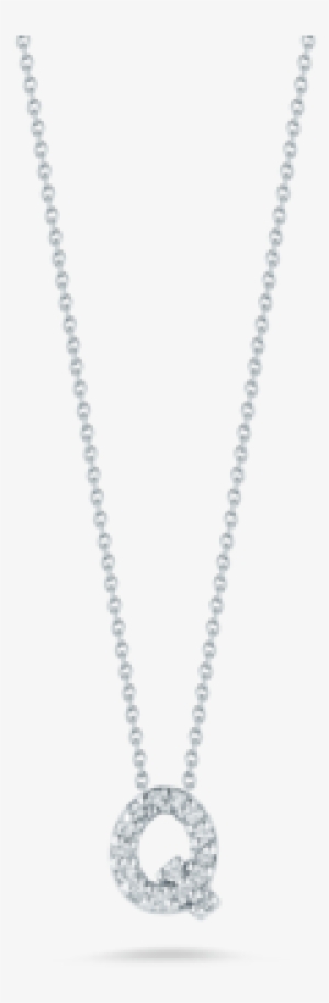 18k White Gold & Diamond Love Letter Q Necklace - Necklace #59872