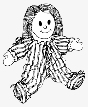 Johnny Automatic Stuffed Doll - Doll Clipart Black And White Png #503103