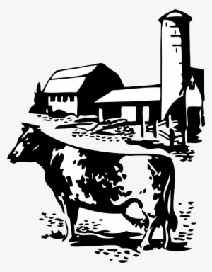 Barn, Farm, Cow, Dairy, Animal, Animals, Silhouette - Cow And Farm Clip Art #504644