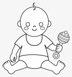 Colorable Baby Design - Baby Clipart Coloring #505923