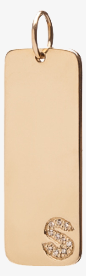 Medium Dog Tag With Small Burnish White Diamond Letter - Pendant #509294