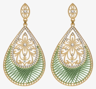 Shiyaya Earring Stud Teardrop Army Green Gold, Crystal - Shiyaya Crystal Ohrringe E58ygd17 - Mehrfarbig - Damen #5011127