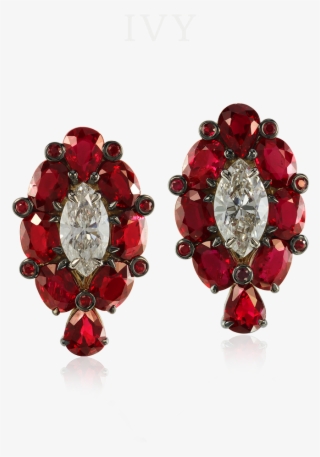 Ruby And Diamond Earrings - Earring #5013444