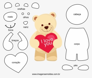 Molde Do Dia Dos Namorados Para Eva Feltro E Artesanato - Urso Riscos Para Patch Aplique #5017522