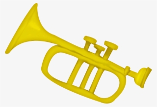 Cartoon Trumpet Png Clip Art Black And White - Trumpet Yellow #5019177