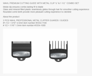 2 Pcs Wahl Premium Clipper Cutting Guides Guards Metal - Wahl 12inch Premium Cutting Guide With Metal Clip #5030502