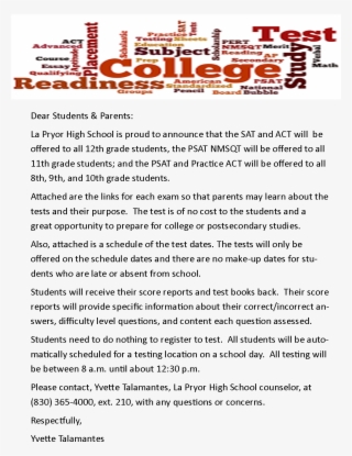 Psat / Act Letter - Act #5035896