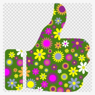 Download Flower Thumbs Up Clipart Thumb Signal Floral - Retro Blumenmuster - Siebzigerjahre Blumen-tapete Karte #5038676