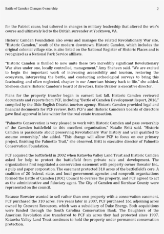 Camden Battlefield News Release 20170424-1 - Management #5047511