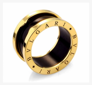 Bvlgari Gold Plated Ring - Anillo Bulgari Oro Amarillo Y Ceramica Negra #5051483