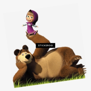 Masha Doing Balancing Act On Bear's Paw - Masha E Orso Png #5052780