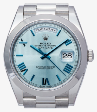 Rolex Day-date 40mm Platinum Ice Blue Roman Dial 228206 - Watch #5055190