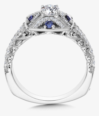 Valina Diamond And Blue Sapphire Halo Engagement Ring - Vintage Halo Engagement Rings #5059939