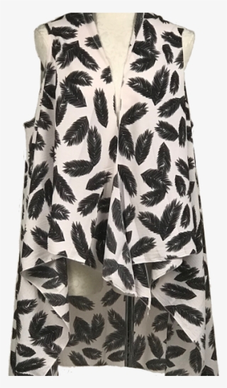4479 White With Black Feather Print Vest - Pattern #5060086