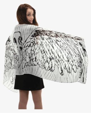 Lightweight White Feather Wing Scarf - Lightweight White Feather Wings Scarf #5068120