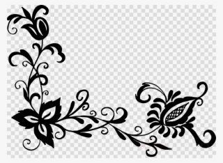 Black Flower Pattern Png Clipart Flower Designs Floral - Offer Flower Designs Drawing #5068619