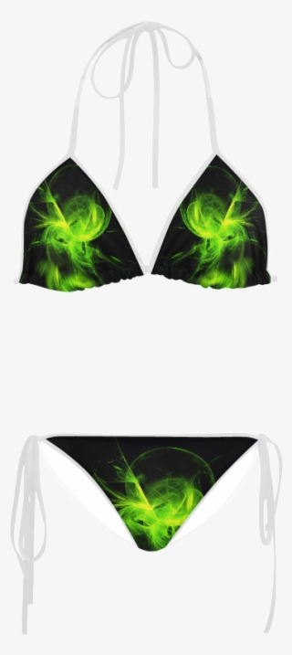 Green Flame Fractal Custom Bikini Swimsuit Artist Tracey - Rastafari #5075642
