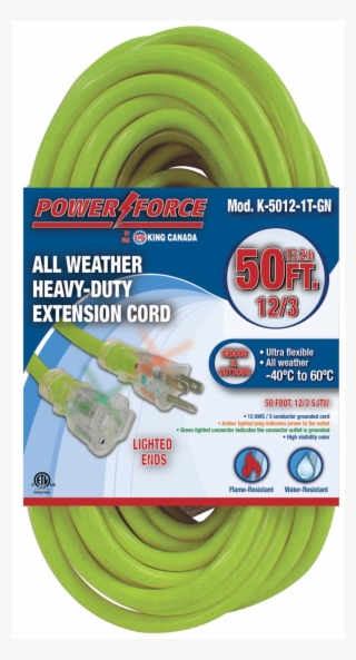 50' 12/3 Single Tap Extension Cord Green #5076155