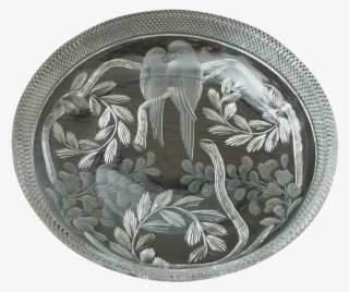 Libbey American Brilliant Cut Glass Wisteria Bowl With - Milk Spot Silver Coin #5079255