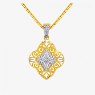 Urbane Gold Lace Work With Studded Pendant - Pendant #5079353