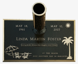 Zoom In - Single Bronze Grave Markers Beach Scene #5084637