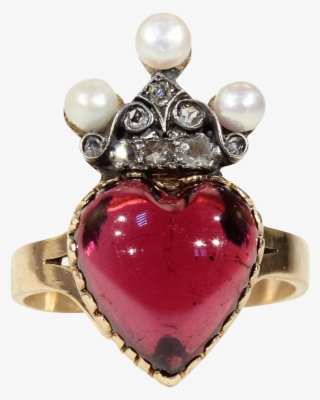 Reserved Stunning Victorian Heart And Crown Garnet, - Pearl #5085929
