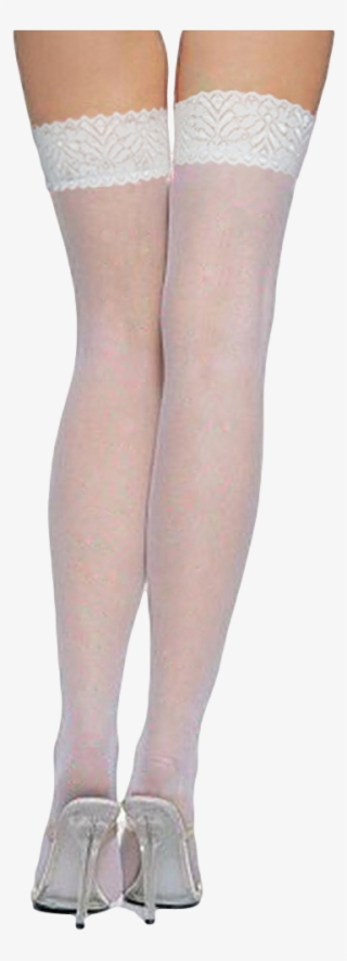 Ladies White Lace Top Stockings - Stocking #5086559