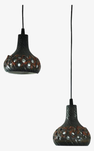 Set Of 2 Ceramic Hanging Lamps From The 70s - 1970s #5098107