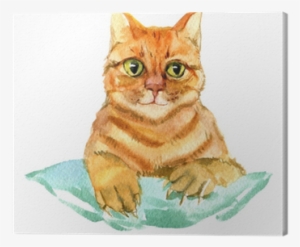 Red Cat Isolated On White Background, Watercolor Illustration - Illustration #511374