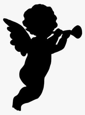 Trumpet Blowing Cherub Png, Angel Silhouette Clipart - Cherub Silhouette #511806