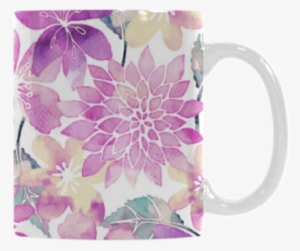 Pastel Watercolor Flower Pattern White Mug - Mug #518214